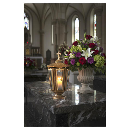Lanterne à poser en bronze pour veilleuses votives de 5 cm 2