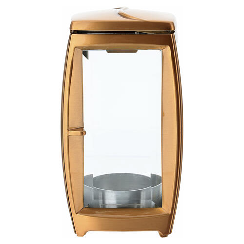 Lampe de cimetière carrée en bronze pour bougies de diamètre 6,5 cm 3