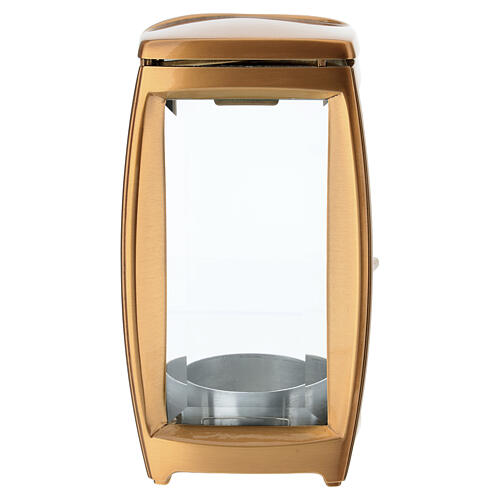 Lâmpada de cemitério quadrada bronzeada para velas de 6,5 cm 5