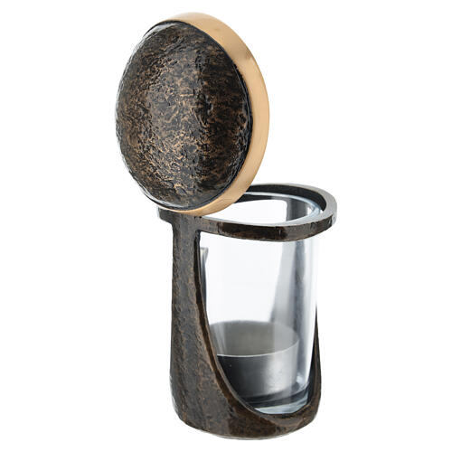 Grablampe für Votivkerzen Ø 8 cm – Metall in Bronzeoptik, brünierte Ausführung 4