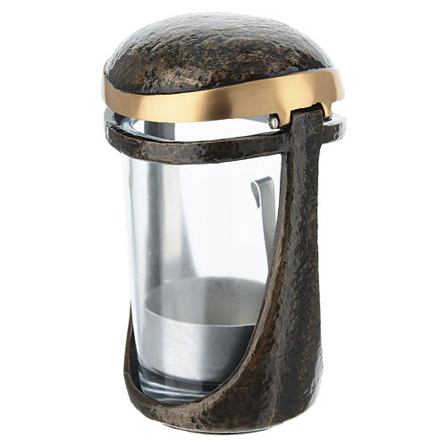 Lanterne votive en bronze foncé pour bougies de 8 cm max 5