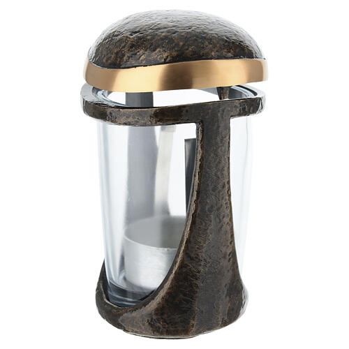 Lampa wotywna z brązu oksydowanego na świeczki o śr. 8cm max 3