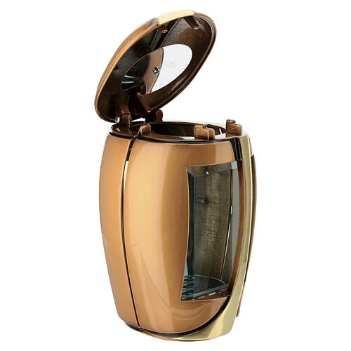 Lâmpada de cemitério bronzeada bicolor para velas votivas diâmetro 6 cm 6