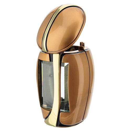 Bronze and Bicolor Cemetery Votive Candle Lantern with a 6 cm Diameter 4