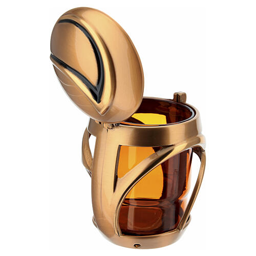 Grablampe Design „Luna“ – für Votivkerzen 7 × 6 cm, Messing in Bronzeoptik 4
