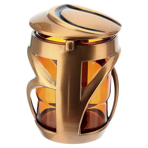 Lampe porte-cierge design Lune pour bougies max 7x6 cm bronze 3