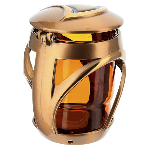 Lampe porte-cierge design Lune pour bougies max 7x6 cm bronze 6