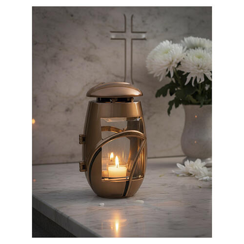 Grablampe Design „Luna“ – für Votivkerzen Ø 6 cm, Messing in Bronzeoptik 2