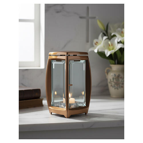 Lámpara votiva Fiore Line bronce lúcido para velas de 6 cm de diámetro 2