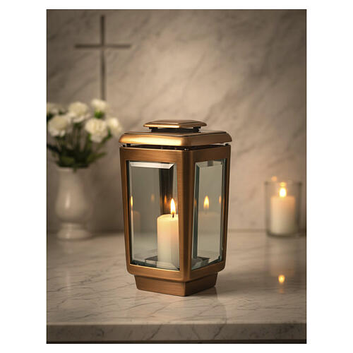 Lámpara portavela bronce envejecido para velas diám 7 cm 2