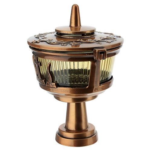 Lampa złotobrązowa z motywem bluszczu, szklany pojemnik, max 6 cm 3