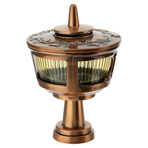 Lâmpada para vela em bronze com decorações de hera e copo de vidro d. máx. 6 cm 5
