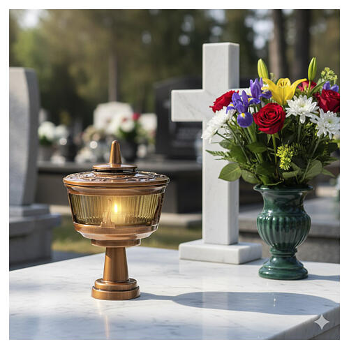 Bronzed Candle Holder Lamp with Ivy Decor Glass Cup, D.max 3 cm 2