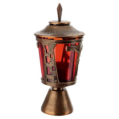Bronzed Candle Holder Lamp for Graves Crucifixion with 7.5 cm cup 3