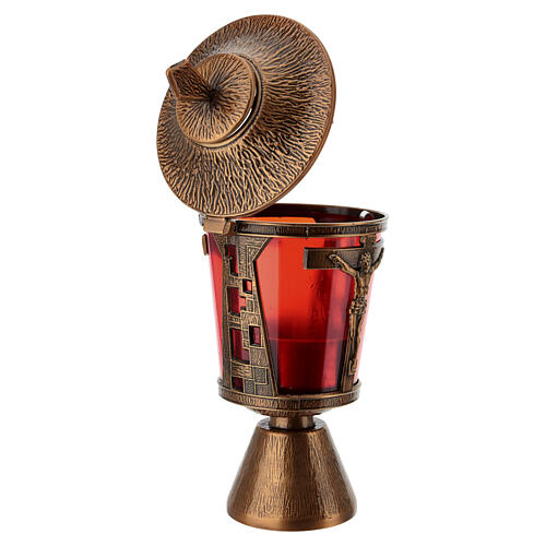 Bronzed Candle Holder Lamp for Graves Crucifixion with 7.5 cm cup 6