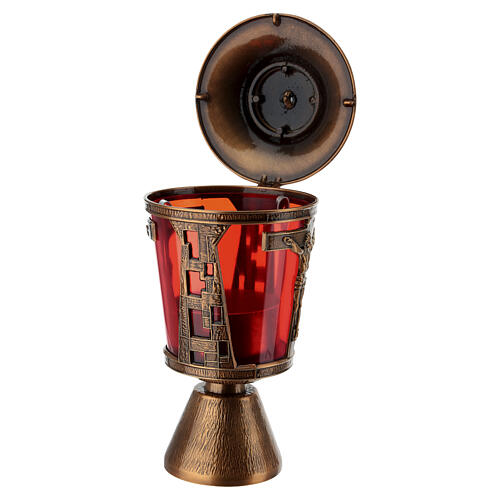 Bronzed Candle Holder Lamp for Graves Crucifixion with 7.5 cm cup 7