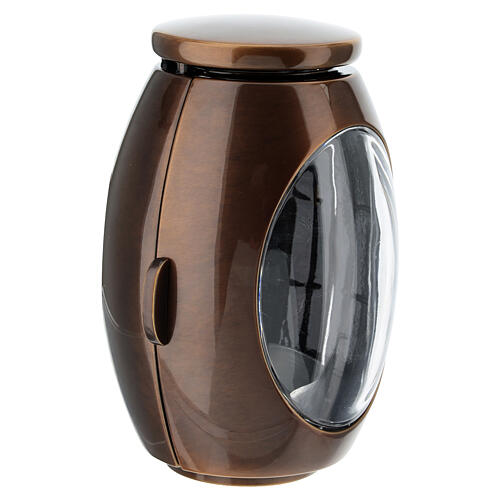 Grablampe oval – für Votivkerzen Ø 6 cm, Metall in Bronzeoptik, brünierte Ausführung 3