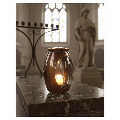 Lâmpada oval em bronze envelhecido para velas de 6 cm 2