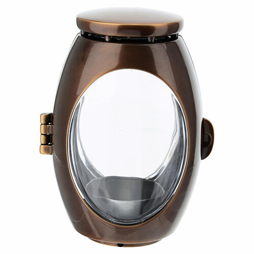 Oval bronze-brushed candle holder lamp for graves, 6 cm candles 5