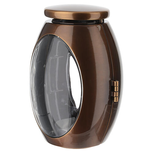 Grablampe oval – für Kerzen Ø 8 cm, Metall in Bronzeoptik 4