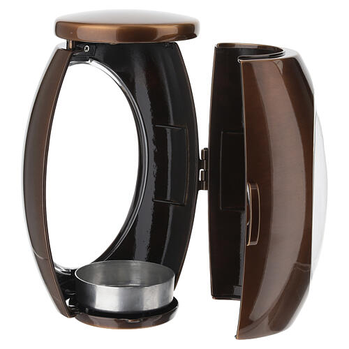 Lampe funéraire pour bougies de 8 cm de diamètre, finition bronze 6