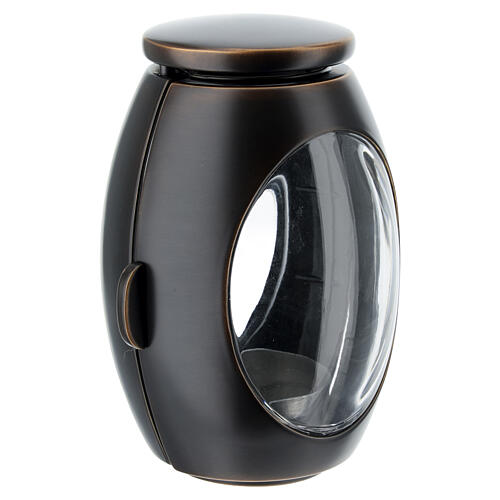 Cemetery lamp for votive candles of 2.5-inch diameter, black enamelled bronze 3