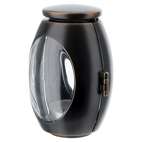 Cemetery lamp for votive candles of 2.5-inch diameter, black enamelled bronze 4