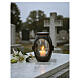 Lanterne de cimetière pour veilleuse votive de 6 cm diamètre bronze avec émail noir s2