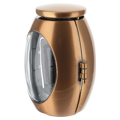 Lâmpada para vela oval em bronze com janela para velas de 6 cm de diâmetro 3