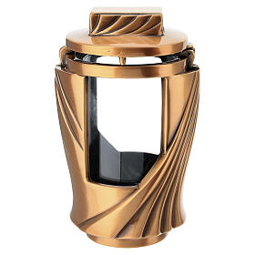 Lampe funéraire en bronze effet drapé pour bougies 6,5 cm de diamètre