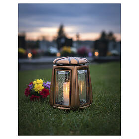 Lampe funéraire classique en bronze à fixer au sol pour bougies de 6 cm