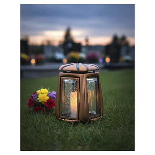 Lâmpada funerária clássica bronzeada para velas de 6 cm de altura 2