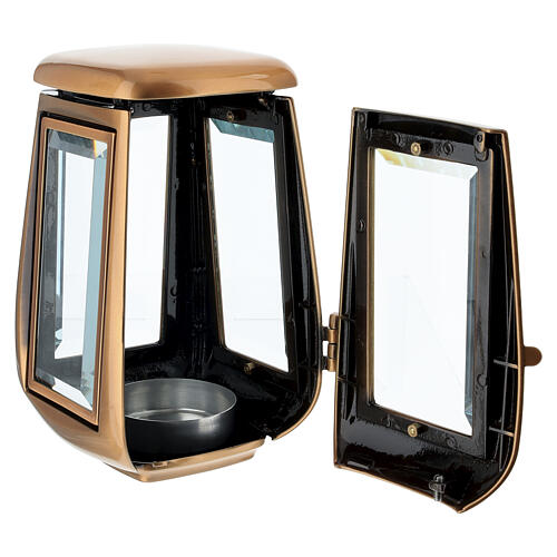 Lámpara portavelas cementerio bronce para velas 20x7,5 cm máx 4