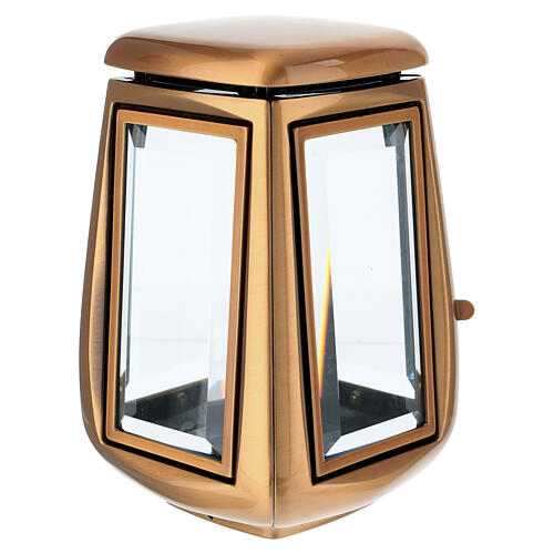 Lamparina para cemitério em bronze para velas 20x7,5 cm máx 5