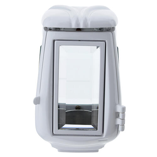 Lanterne de cimetière en émail blanc pour bougies de 6 cm 3