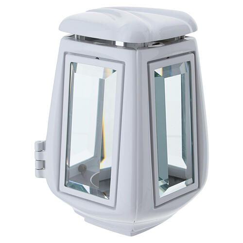 Lâmpada para vela de cemitério esmalte branco para velas 6 cm 6