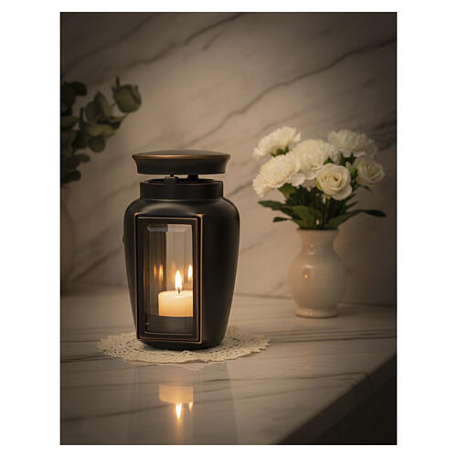 Lampka na świeczki z brązową patyną w stylu antycznym, do świeczek o średnicy 6 cm 2