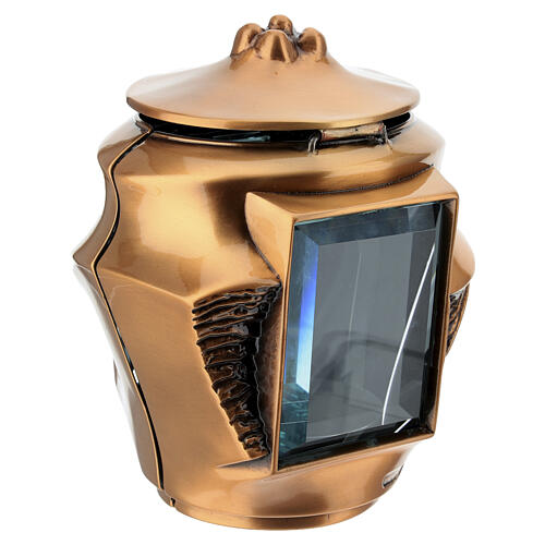 Grablampe modern – für Votivkerzen max. 12 × 6,5 cm, Metall in Bronzeoptik 8