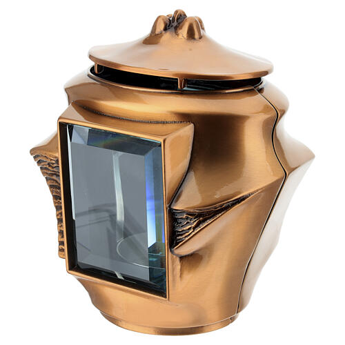 Bronzed modern cemetery lamp for candles of 2.5x5 in max 4