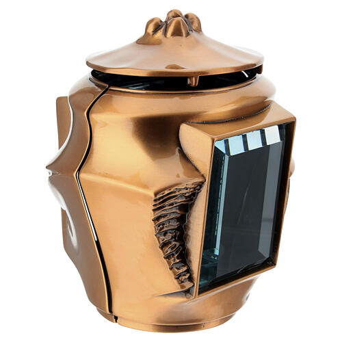 Lâmpada para cemitério moderna efeito bronze para velas 6,5x12 cm máx 3