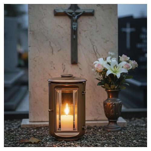 Bronze ground cemetery votive lamp candle holder, 25 cm 2