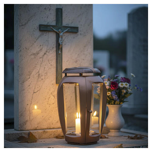 Lampe porte-bougie à fixer au sol 25 cm finition bronze 2