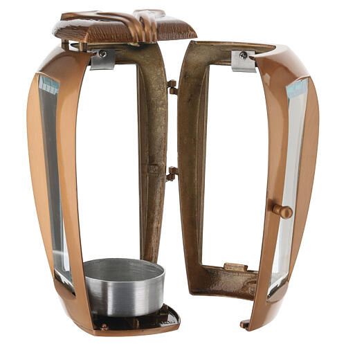 Lanterna de solo para vela 25 cm acabamento bronze 5