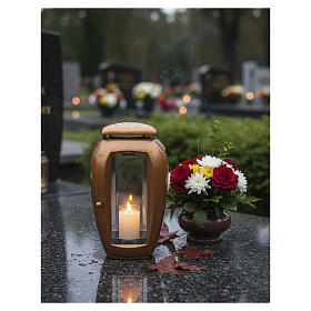 Bronzed outdoor convex lamp for 2.8-inch votive candles
