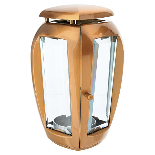 Lámpara portavela para exterior bronceada para velas 7 cm abombada 3