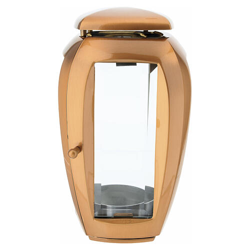 Lâmpada para cemitério efeito bronze para velas 7 cm arredondada 1