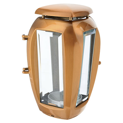 Lâmpada para cemitério efeito bronze para velas 7 cm arredondada 4