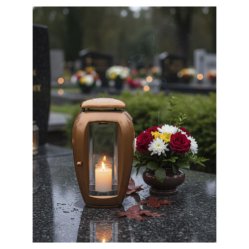 Outdoor Cemetery Lamp Bronzed for 7 cm Rounded Candles 2