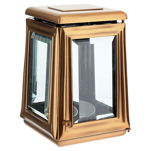 Lámpara portavela bronce ventanas cristal para velas diám máx 7 cm 1