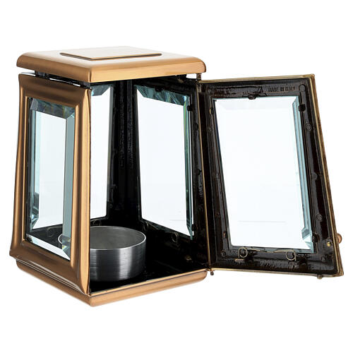 Lampe funéraire en bronze avec fenêtres en cristal pour bougies de max 7 cm de diamètre 3